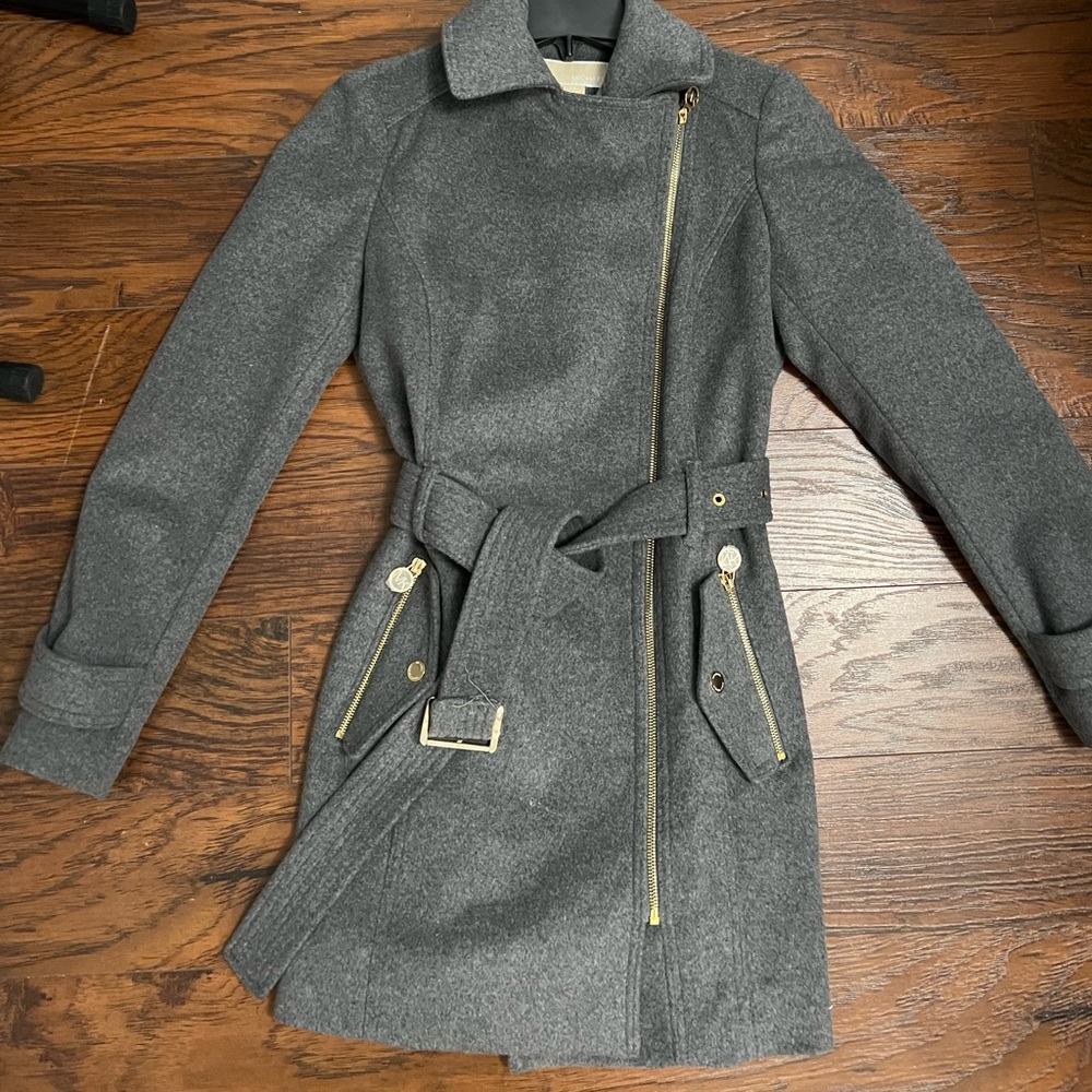 SOLD!! Brand new MICHAEL KORS womens XS Assymetrical Belted Coat